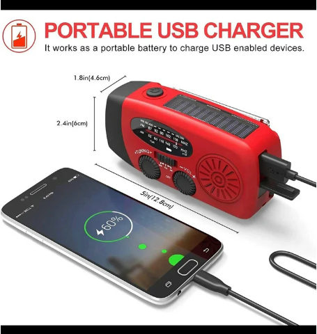 Radio de Carga Solar/Manivela/USB