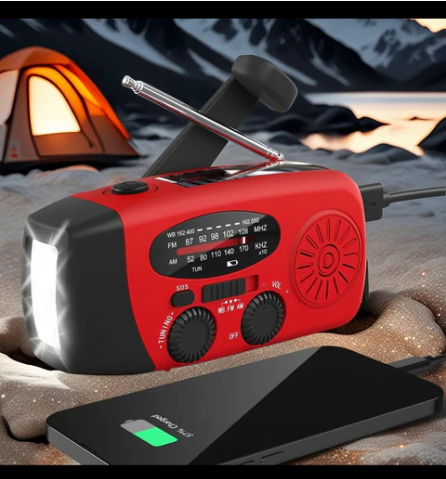 Radio de Carga Solar/Manivela/USB